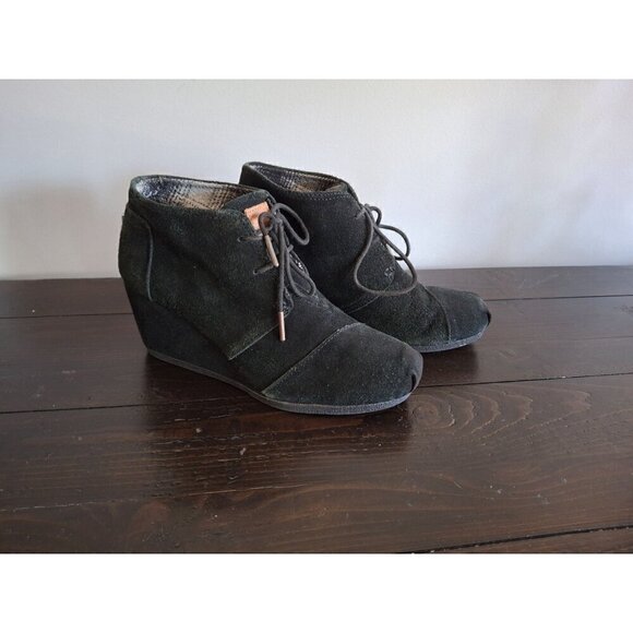 Toms Womens Desert Wedge in Black Suede/Pre-owned, 7.5 - Picture 3 of 9